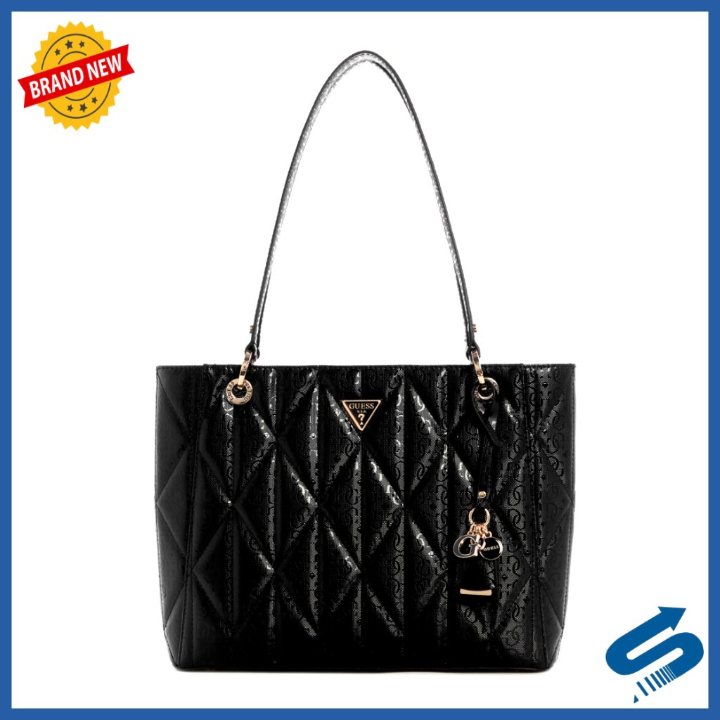 Quilted Pu Tote With Gold Hardware, Multiple Pockets, Spacious Carry